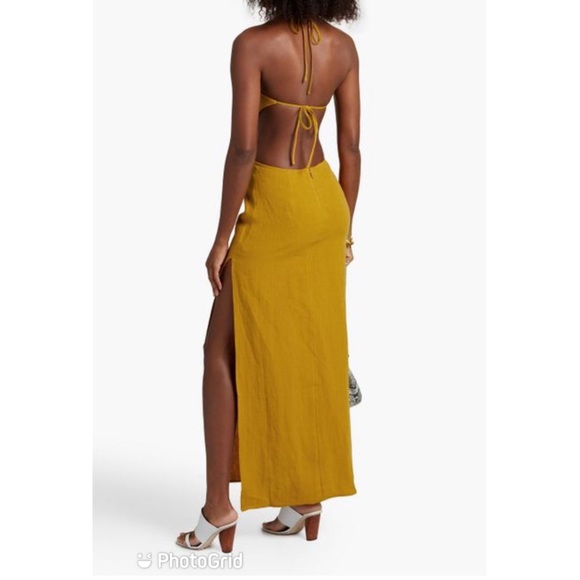 Ronny Kobo Red Marietta Cutout Linen Halterneck Maxi Dress - Picture 12 of 13